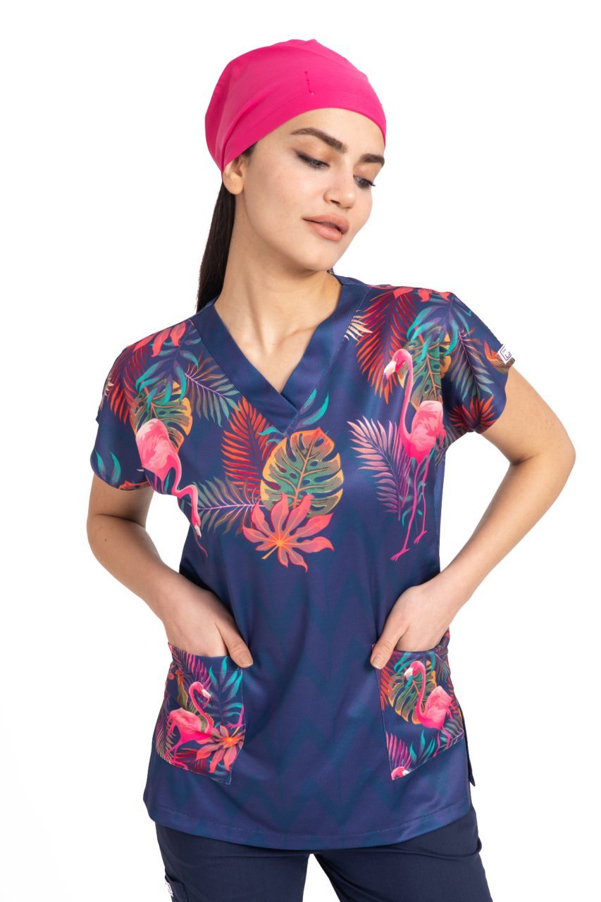 Flamingo Desenli Tek Üst Forma Dr Greys Model