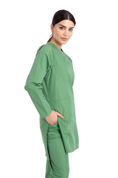 Hemşire Tesettür Terikoton Takım Tst-01 48-3XL Özel Sipariş - Fıstık Yeşili