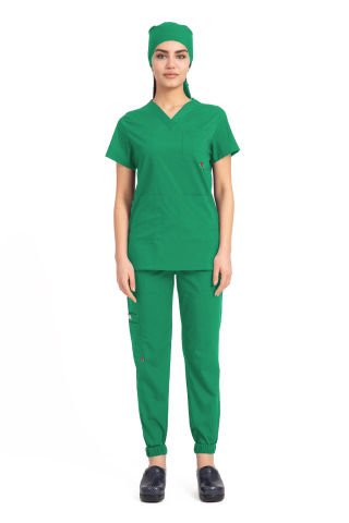 Dr Jogger Scrubs Likralı Koton Kumaş Kadın Çimen Yeşili