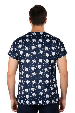 LABOR DRY TOUCH Erkek Desenli Cerrahi Forma Üst - Lacivert Diş Hekimi Scrubs