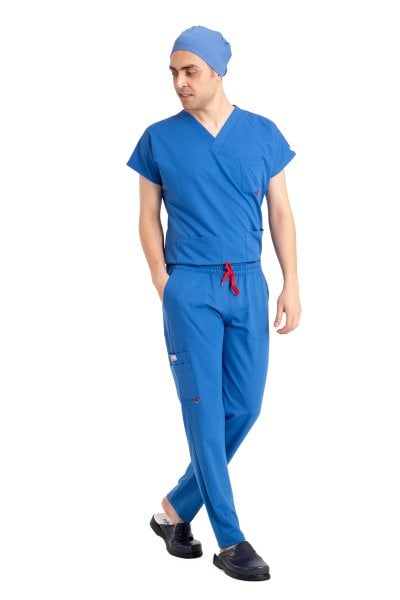 Dr Elastik Scrubs Likralı Pamuklu Erkek P. Mavi