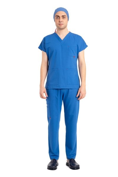 Dr Elastik Scrubs Likralı Pamuklu Erkek P. Mavi