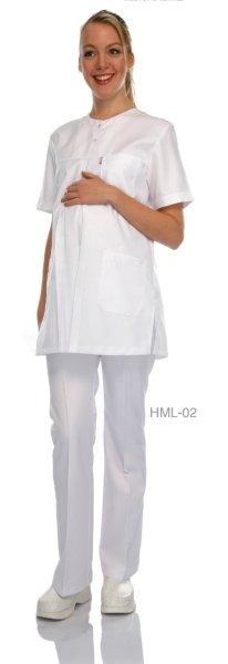 Hamile Hemşire Forma Takımı Beyaz Alpaka Kumaş  HML-02