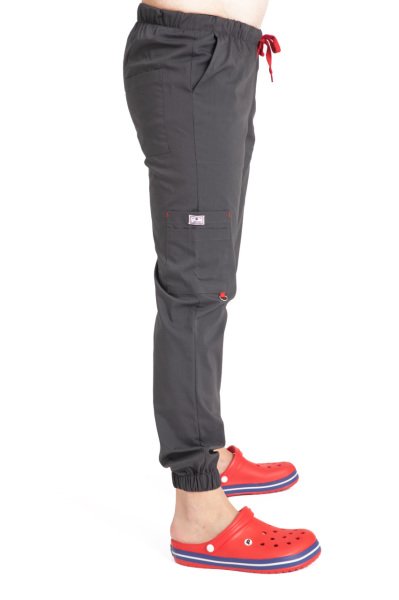 Dr Jogger Scrubs Likralı Koton Kumaş Erkek Füme