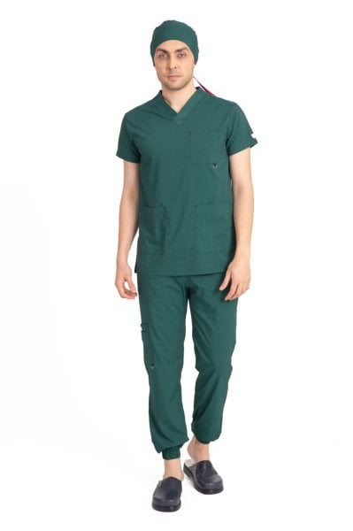 Dr Jogger Scrubs Likralı Koton Kumaş Erkek Haki Yeşil