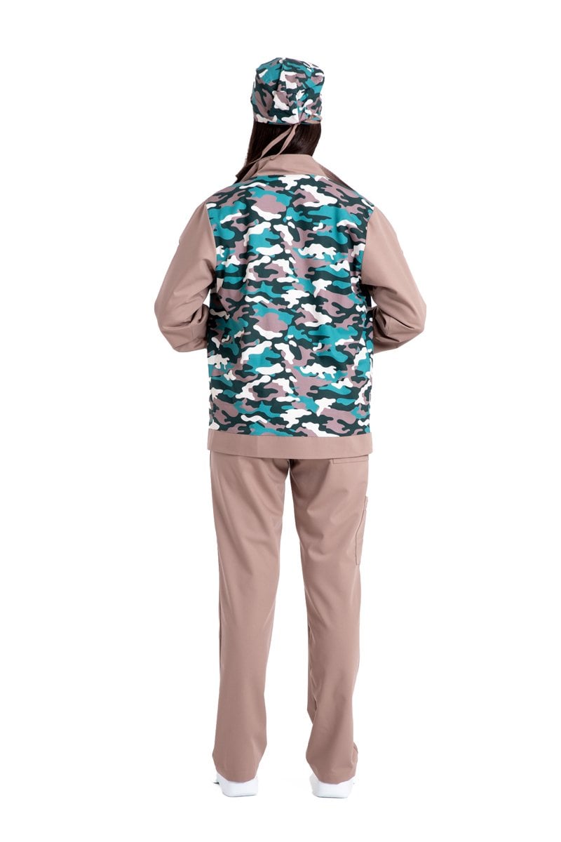 Pamuklu likralı yeşil toprak kamuflaj desen yeni nesil fermuarlı mont unisex