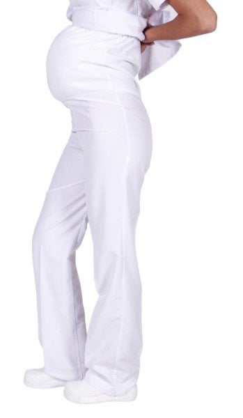 Hamile Hemşire Forması Tek Beyaz Alpaka Kumaş Pantolon