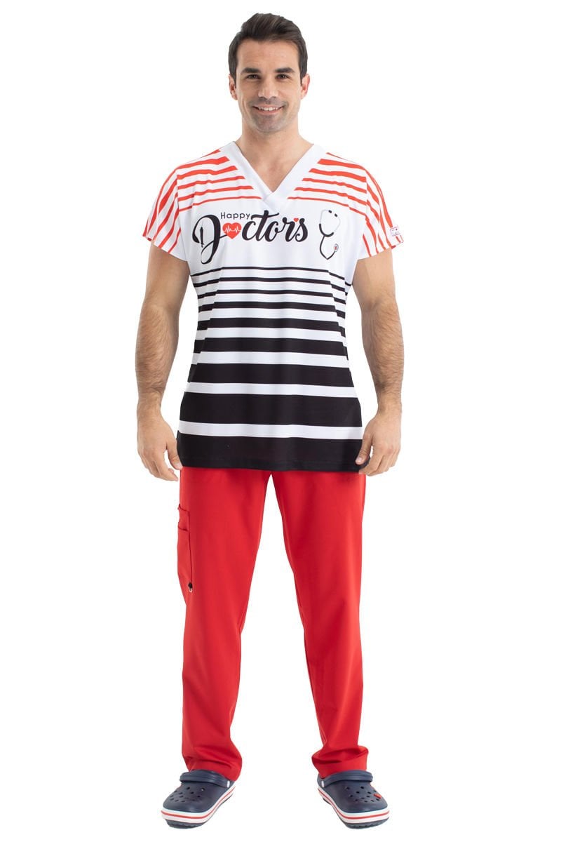 Mutlu Doktorlar Yazılı Siyah Kırmızı Erkek Üst