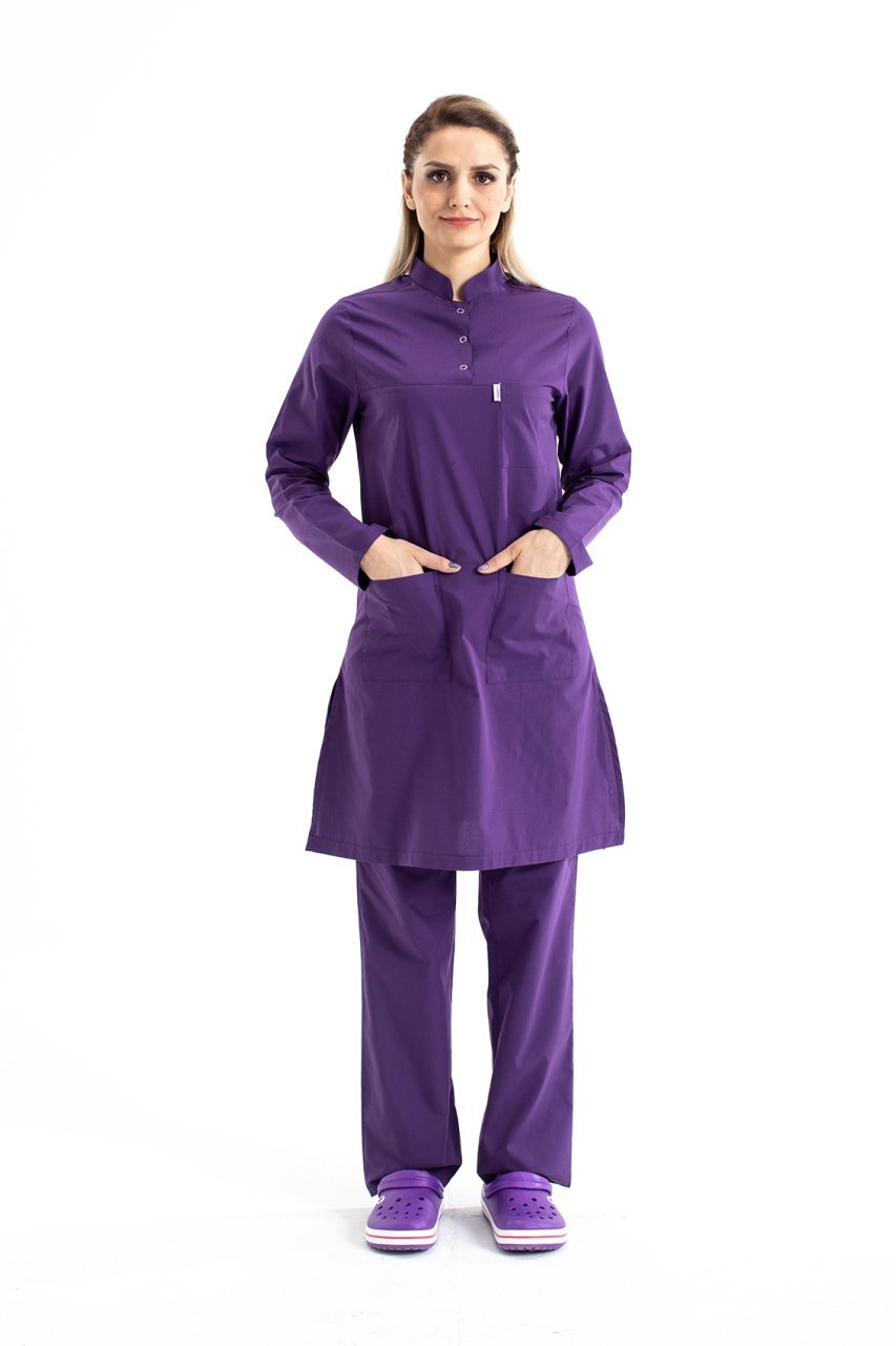 Tesettür Hemşire Forması Hakim Yaka Terikoton Takım Tst03