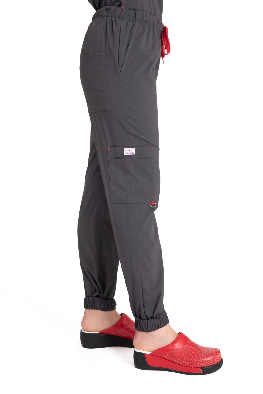 Dr Jogger Scrubs Likralı Koton Kumaş Kadın Füme