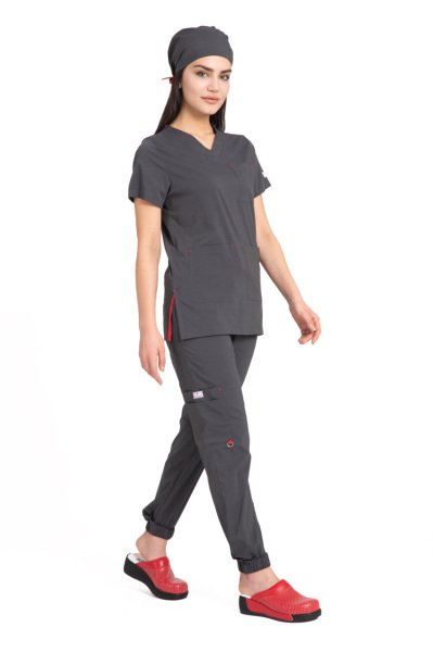 Dr Jogger Scrubs Likralı Koton Kumaş Kadın Füme