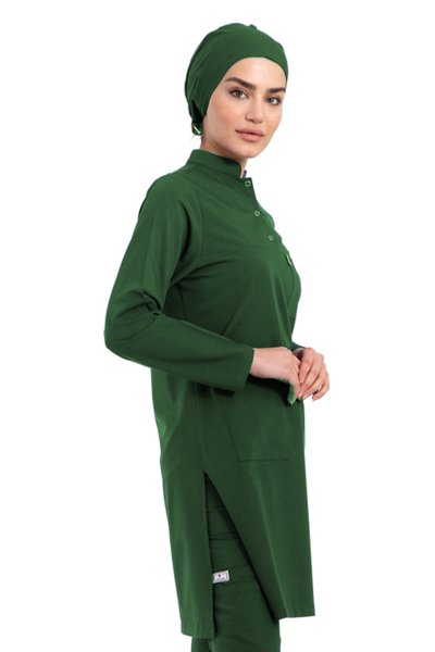 Likralı Pamuklu Tesettür Forma Tst-03 36/XS - Haki Yeşil