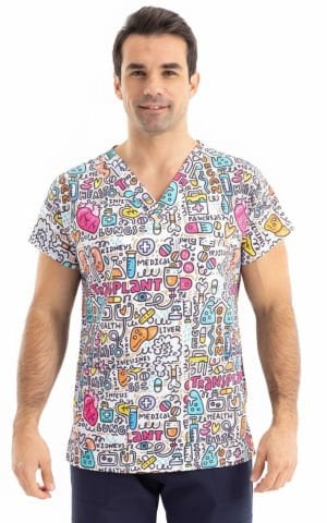 DRY TOUCH İç Organ Desenli Erkek Forma Üstü - Doktor/Hemşire (Cerrahi & Tıbbi)