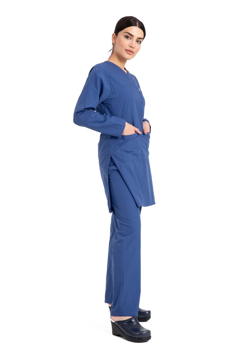 Hemşire Tesettür Terikoton Takım Tst-01 42-L - İndigo(Petrol Mavi)