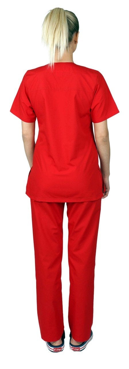 Cerrahi Forma Takımları Kadın Terikoton Kumaş Tüm Renkler 46-2XL - Kırmızı