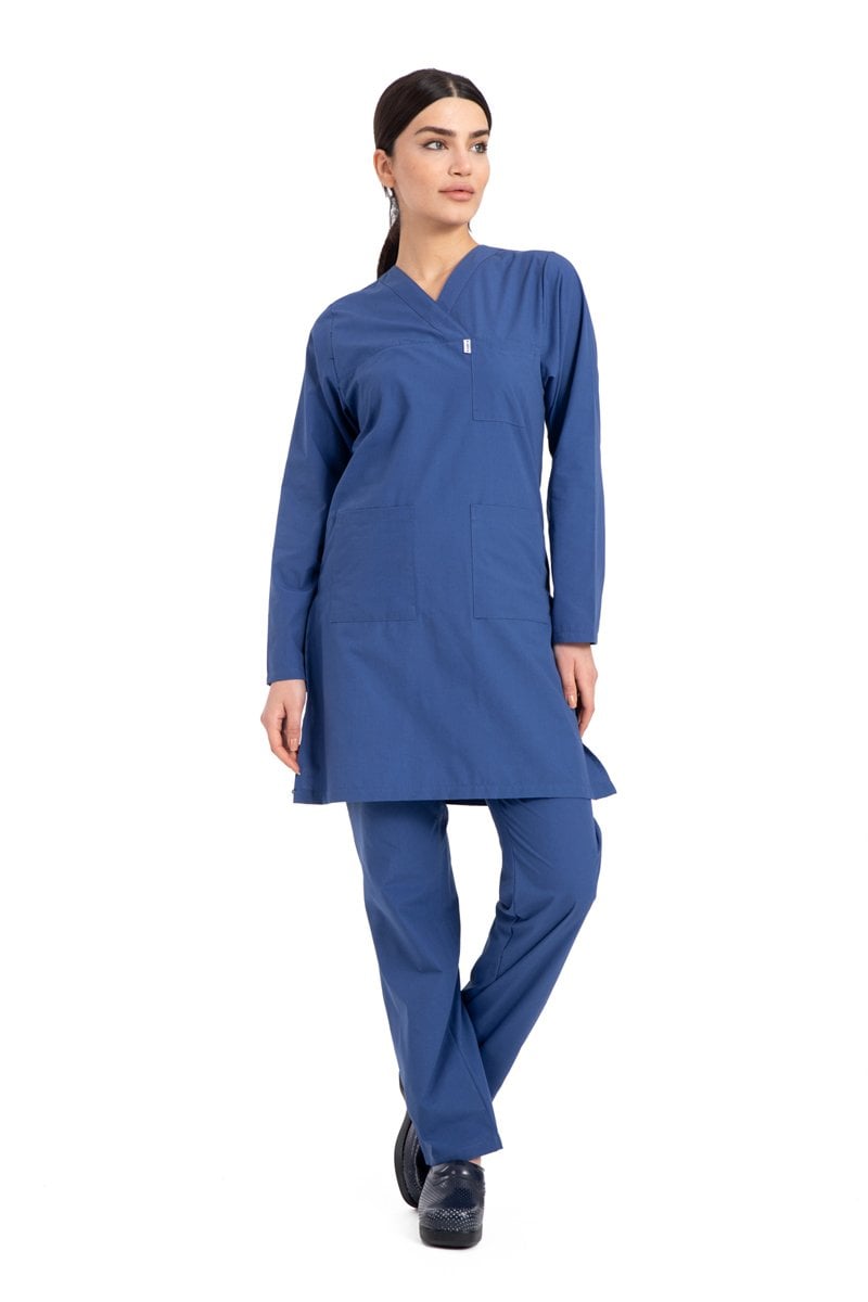 Hemşire Tesettür Terikoton Takım Tst-01 38-S - İndigo(Petrol Mavi)
