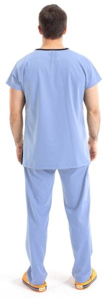 Dr Elastik Scrubs Likralı Pamuklu Erkek Açık Mavi