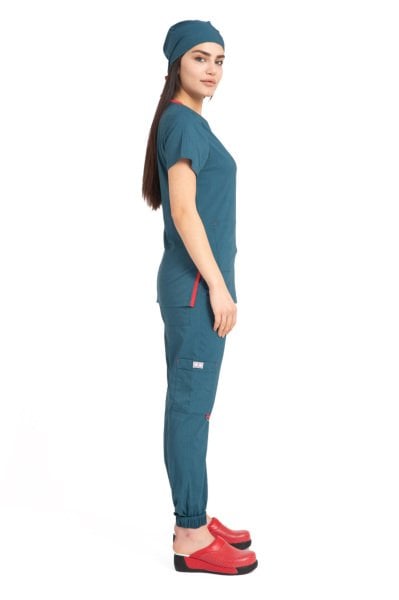Dr Jogger Scrubs Likralı Koton Kumaş Kadın Petrol Yeşili