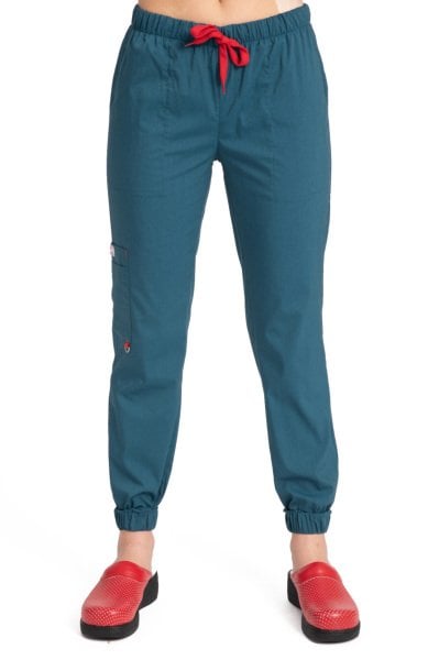 Dr Jogger Scrubs Likralı Koton Kumaş Kadın Petrol Yeşili