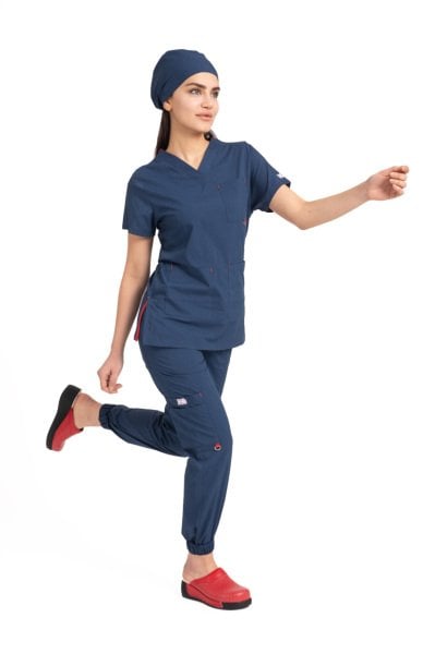 Dr Jogger Scrubs Likralı Koton Kumaş Kadın Açık Lacivert