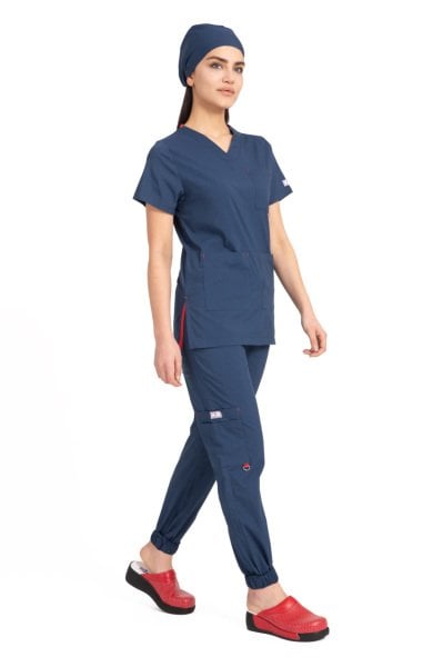 Dr Jogger Scrubs Likralı Koton Kumaş Kadın Açık Lacivert