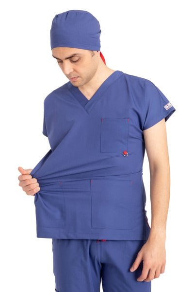 Dr Elastik Scrubs Likralı Pamuklu Erkek İndigo