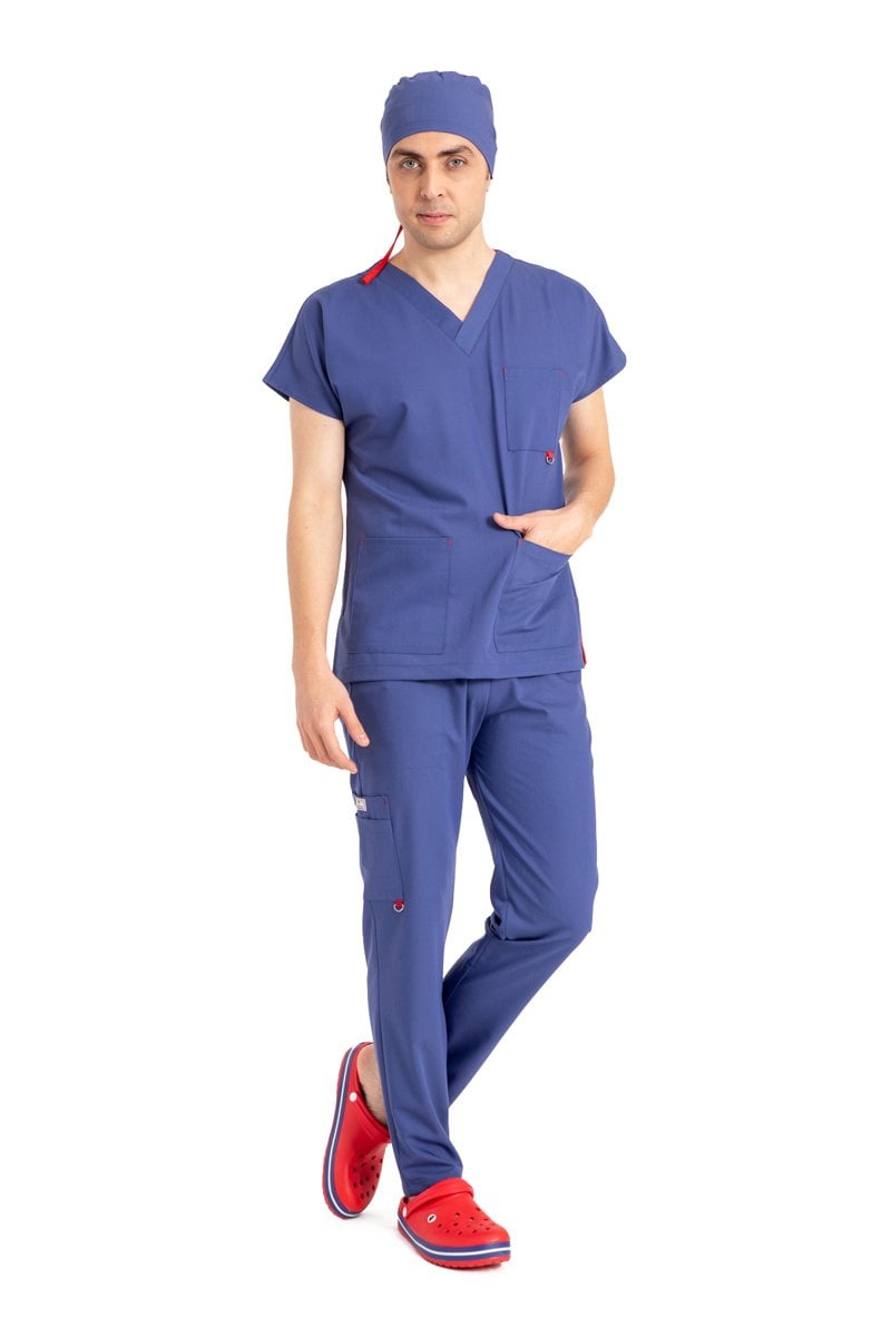 Dr Elastik Scrubs Likralı Pamuklu Erkek İndigo