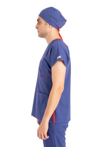 Dr Elastik Scrubs Likralı Pamuklu Erkek İndigo