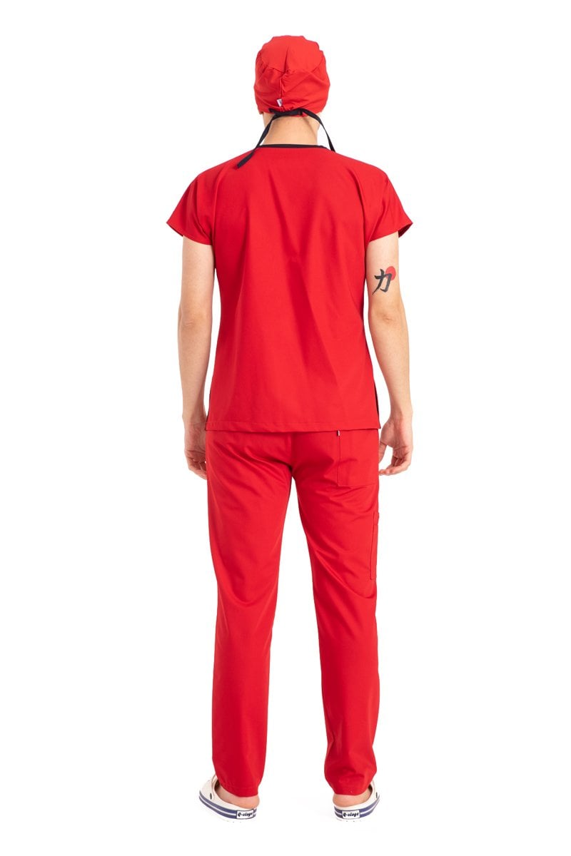 Dr Elastik Scrubs Likralı Erkek Kırmızı Takım