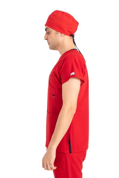 Dr Elastik Scrubs Likralı Erkek Kırmızı Takım
