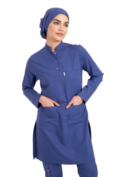 Likralı Pamuklu Tesettür Forma Tst-03 46/XXL - İndigo