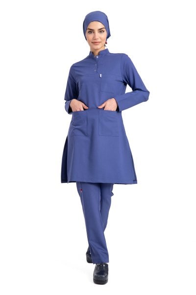 Likralı Pamuklu Tesettür Forma Tst-03 46/XXL - İndigo