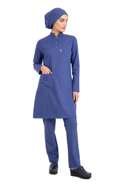 Likralı Pamuklu Tesettür Forma Tst-03 46/XXL - İndigo