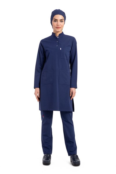 Likralı Pamuklu Tesettür Forma Tst-03 50/4XL Özel Sipariş - Açık lacivet