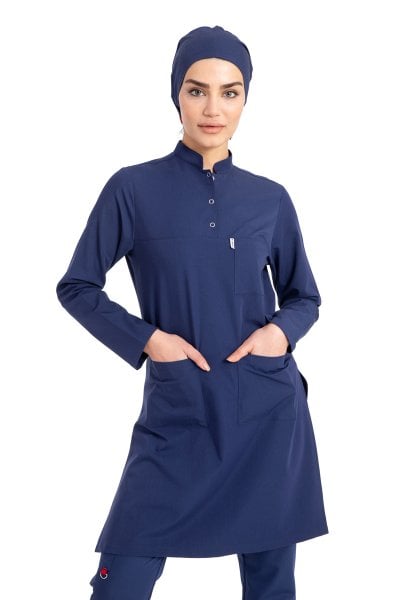 Likralı Pamuklu Tesettür Forma Tst-03 50/4XL Özel Sipariş - Açık lacivet