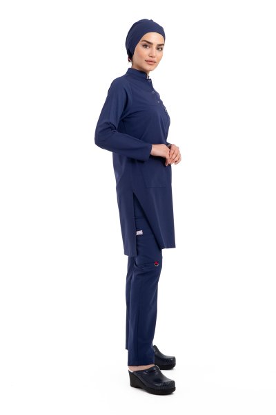 Likralı Pamuklu Tesettür Forma Tst-03 50/4XL Özel Sipariş - Açık lacivet