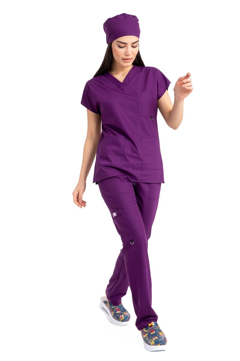 Dr. Elastik Likralı Bayan Cerrahi Nöbet Takımı Mor