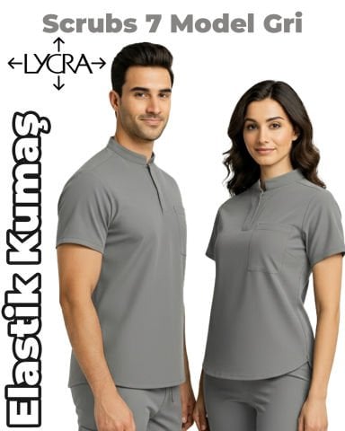 Scrubs Model 7 Tek Üst Elastik Kumaş Unisex