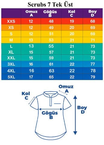 Scrubs Model 7 Tek Üst Elastik Kumaş Unisex