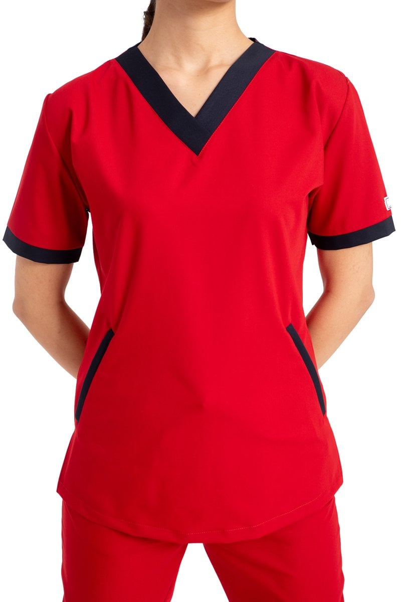 Özel Tasarım Cerrahi Forma Kırmızı Likralı Pamuklu Kumaş Kadın Ft