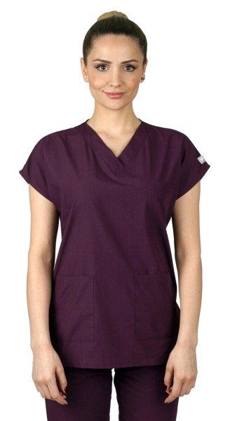 Dr.Greys Modeli Cerrahi Forma Bayan Takım Terikoton Kumaş Mürdüm