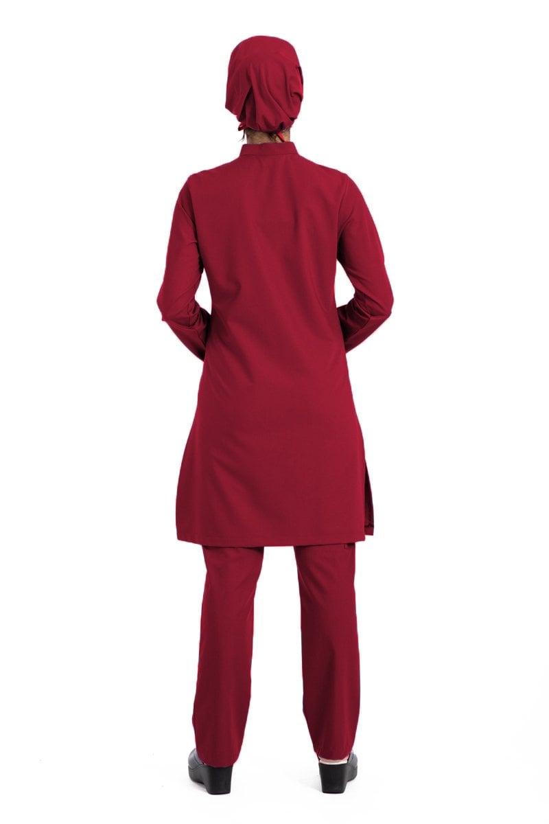 Labor Tesettür Scrubs Forma TST-03 | Elastik Likralı Pamuklu | Doktor & Hemşire 54/6XL Özel Sipariş - Bordo
