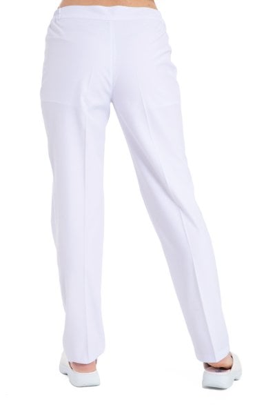 Beyaz pantolon kemerli boru paça