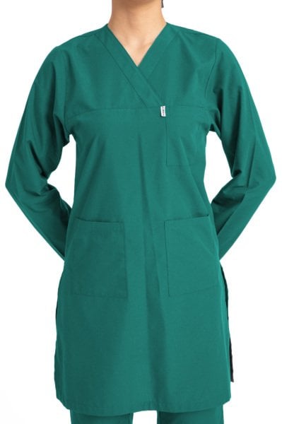 Hemşire Tesettür Terikoton Takım Tst-01 62-10XL Özel Sipariş - Has. Yeşili