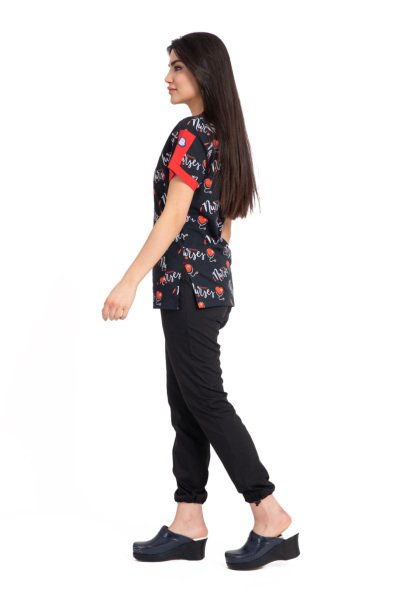 Likralı pamuklu kadın tek üst nurse yazılı rg-03