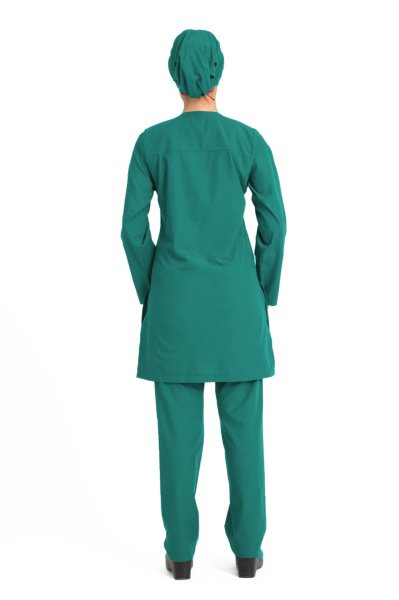 Hemşire Tesettür Terikoton Takım Tst-01 62-10XL Özel Sipariş - Has. Yeşili
