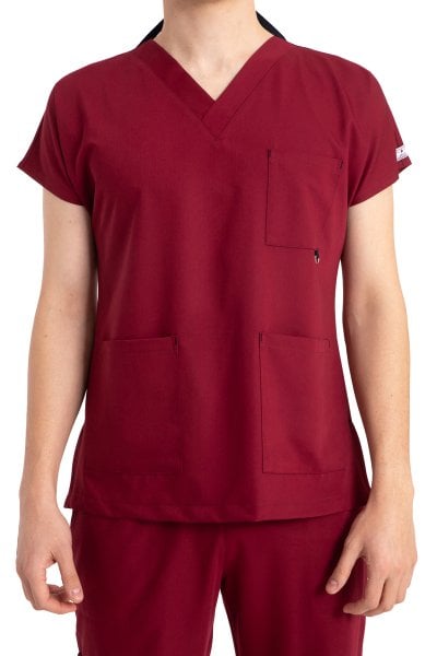 Dr Elastik Scrubs Likralı Pamuklu Erkek Bordo Takım