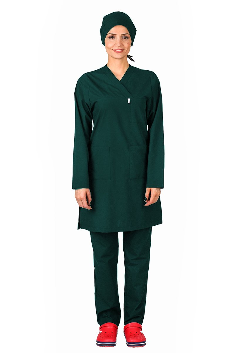 Hemşire Tesettür Terikoton Takım Tst-01 44-XL - Haki Yeşil
