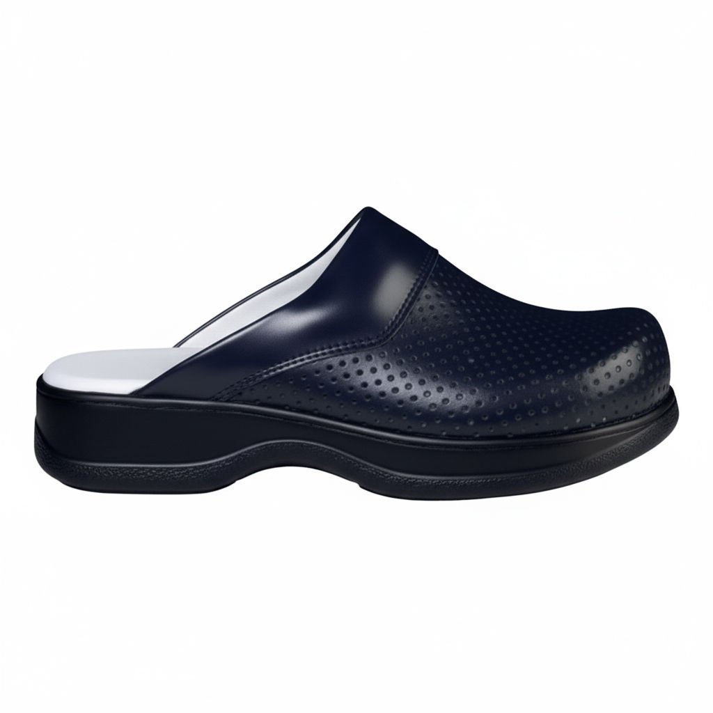 Kadın Sabo Terlik Lacivert Deri - 208 Model - Standart Topuk Anatomik (LABOR)