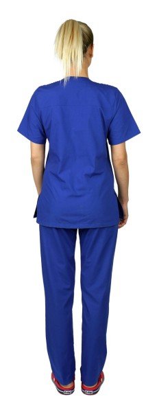 Dr.Greys Modeli Cerrahi Forma Bayan Takım Terikoton Kumaş Saks Mavi
